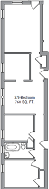 Two Bedroom, One Bathroom